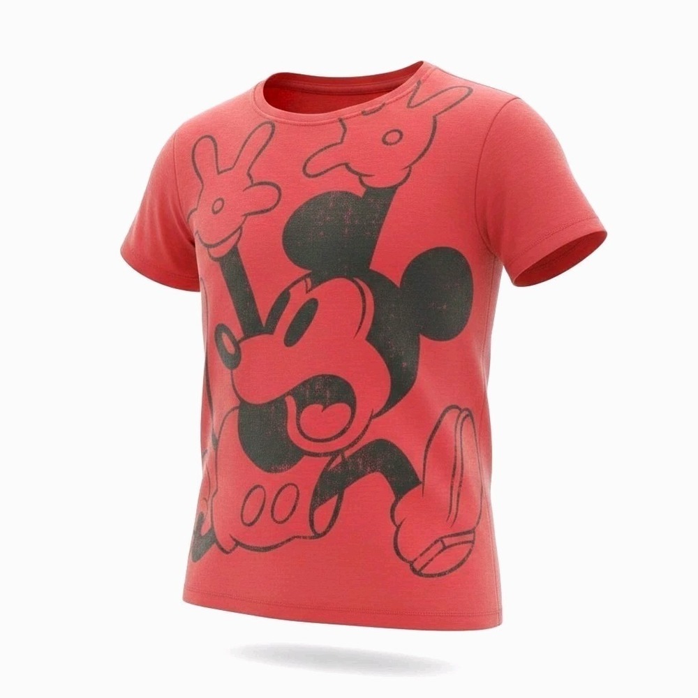 Disney Store Mickey Mouse‎ Red Graphic T-Shirt Kids XS 4 Short Sleeve Cotton